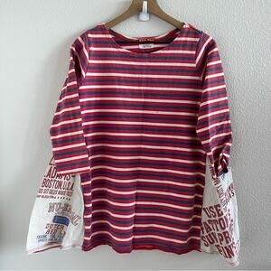 Work Wear Authentic Cue Sugar Striped Multi Print Shirt Top Blouse Tunic Medium